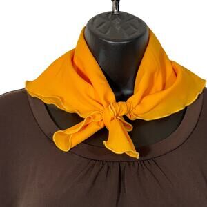 Vintage Yellow Scarf 20" Square, Lettuce Edge Bright Fall Polyester Tie